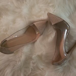 Gold and clear high heels